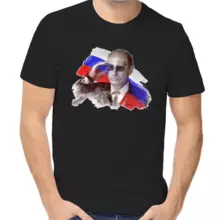 Футболка унисекс черная Путин в очках